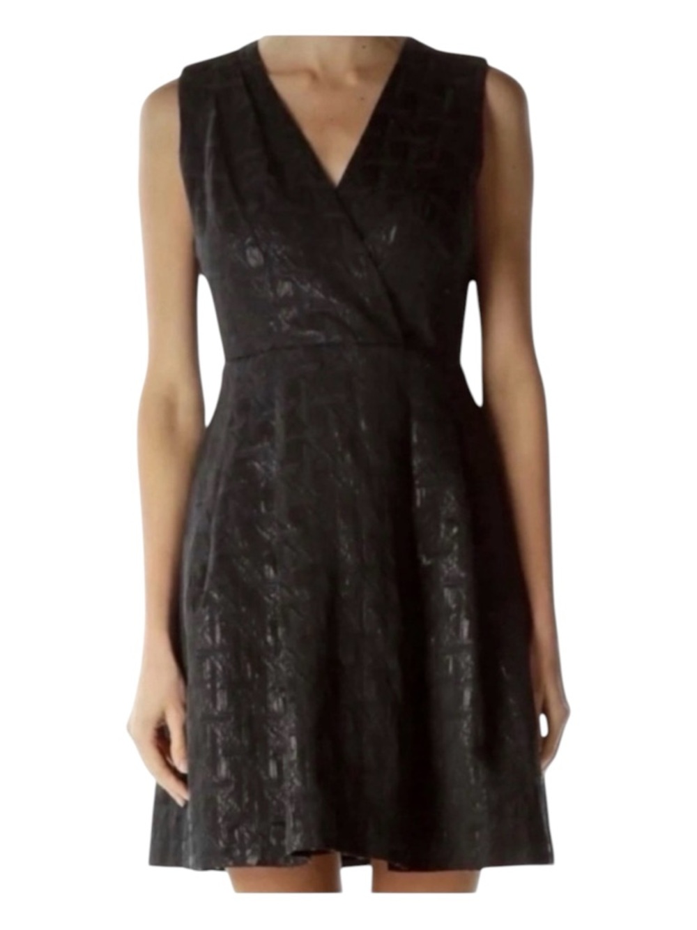 KIRNA ZABETE Black Jacquard Mini Dress, Lined, Size 2.